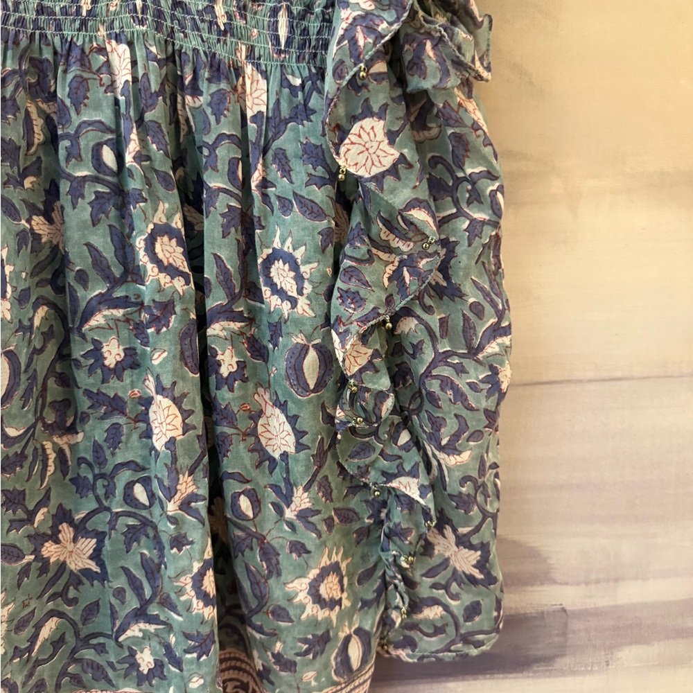 Alicia Bell Floral Ruffle Sleeve Silk Blouse - Picture 4 of 6